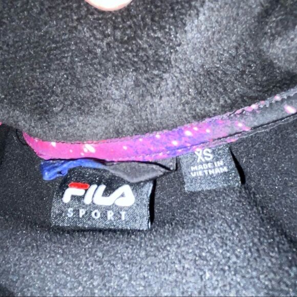 Fila Sports Women’s Fleece Jacket Black Galaxy Print Mock Neck Size Extra small - Picture 3 of 11